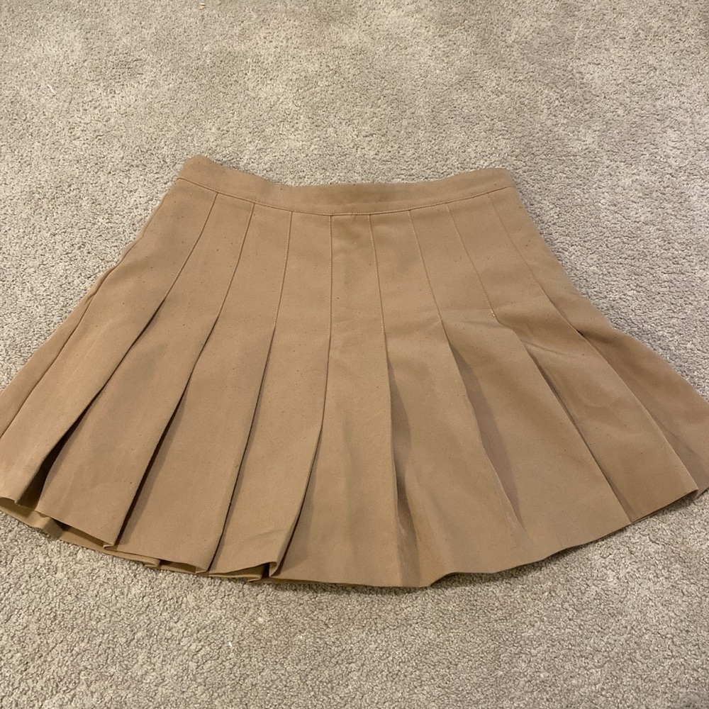 English Factory Tan Pleated Mini Skirt